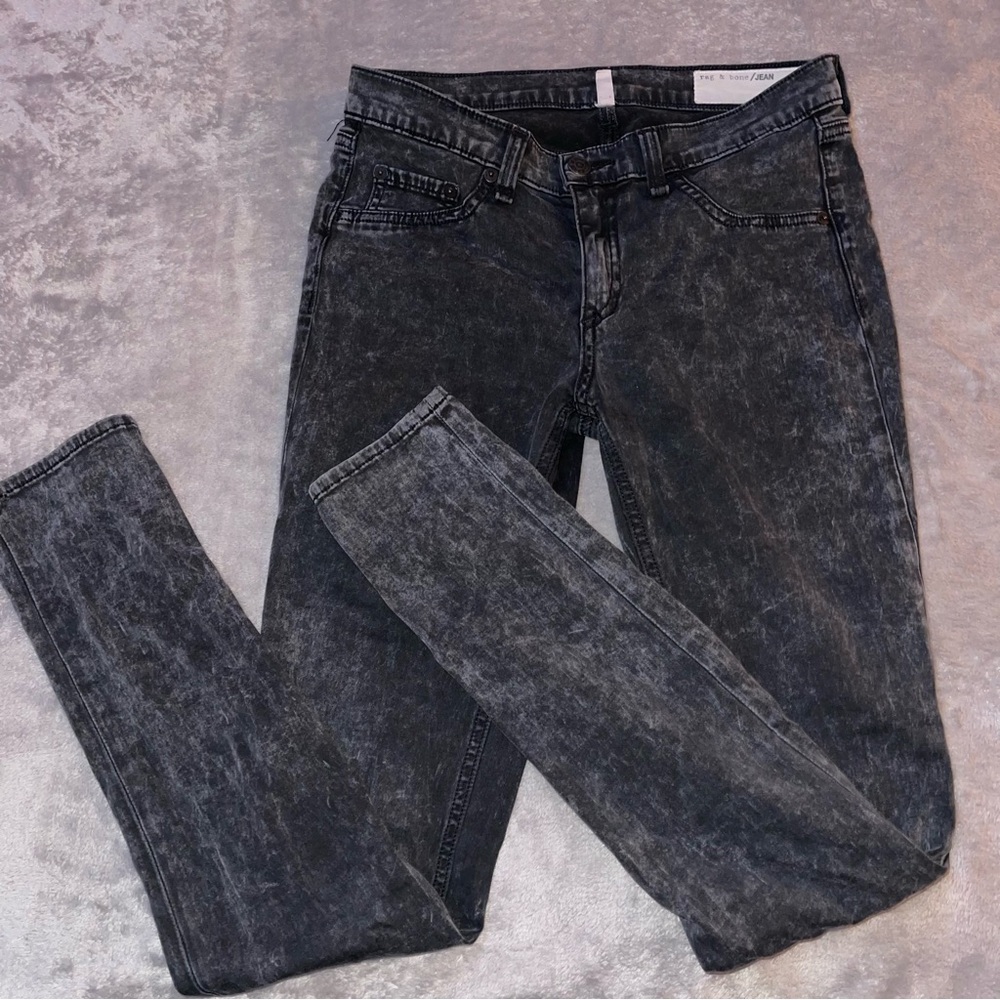 Rag & bone dark gray/ black dirty print jeans/pants/ leggings